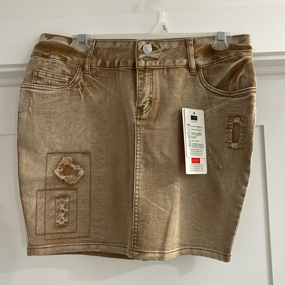 Tan Mini Cargo Skirt for Work